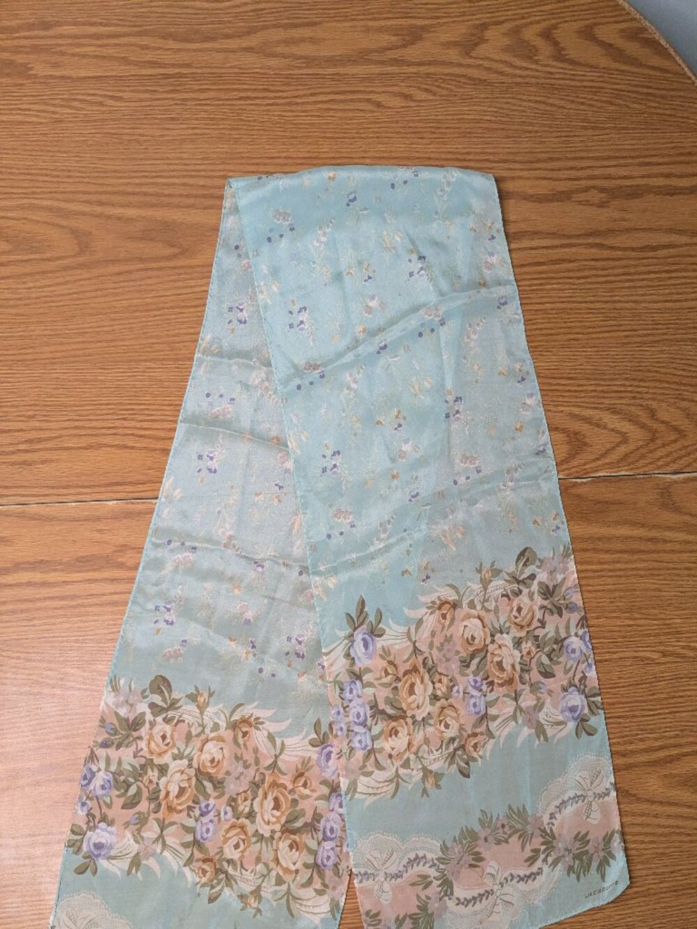 vintage liz claiborne hair neck scarf floral pastel 50" x 10" retro